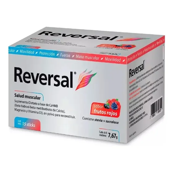 Reversal Sticks 15 Unidades Panalab Magnesio Hmb Vitamina D3 Sabor Frutos rojos