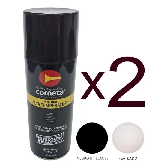 Pintura Spray Alta Temperatura Negro Plateado 850 Grados