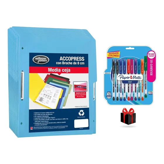 Pack 100 Folder Con Broche Accopress Sh Carta Azul Claro  Azul Claro
