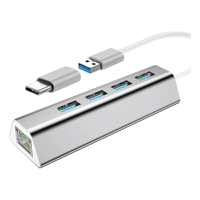 Adaptador Usb Ethernet C 3.0 Rj45 Red Lan Gigabit 5 En 1 Hub