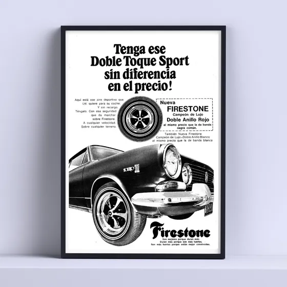 Cuadro Firestone Torino 380 Retro Deco 30x40 Con Vidrio 
