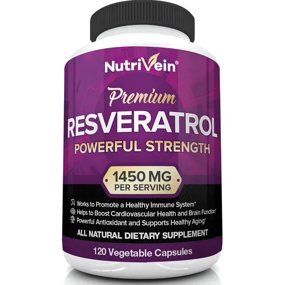 Resveratrol Premium Nutrivein C/120 cápsulas de 1450 mg Sabor sin sabor