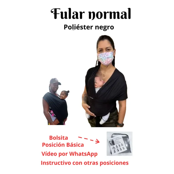 Fular Portabebé Canguro Marsupial Negro S-m-l