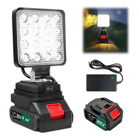 Lanterna Refletor Lampada Luz Led 70w A Bateria 21v Portátil 21v Preto Branco-frio