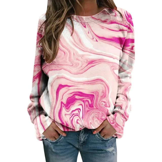 Para Mujer Manga Larga Cuello Redondo Pullover Top Blusa Tie