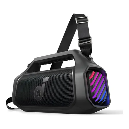 Parlante Bluetooth Soundcore Boom 2 Plus 140W con 2+2 Canales Estéreo, Hasta 20 Horas de Reproducción, Inalámbrico Bluetooth 5.3, IPX7 Waterproof, Carga Rápida de 30 W, Luces RGB, BassUp 2.0, Negro