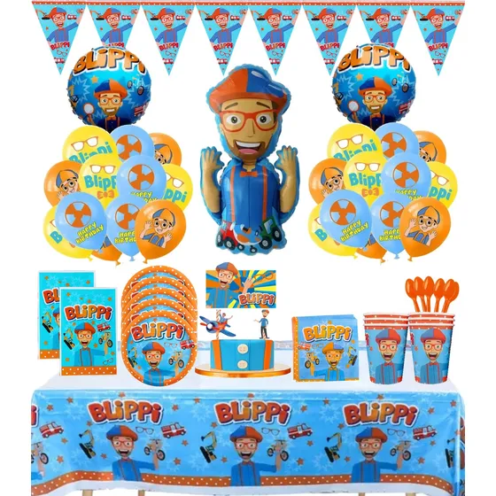 Pack Full Cumpleaños Globos Blippi Cotillon X10
