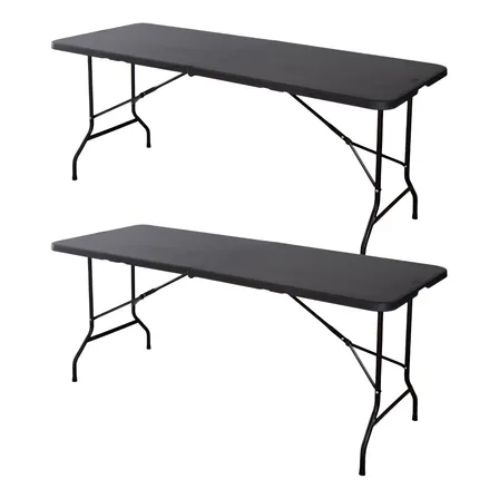Mesa Plegable Negra De 180 Cm - De 2 Color Negro