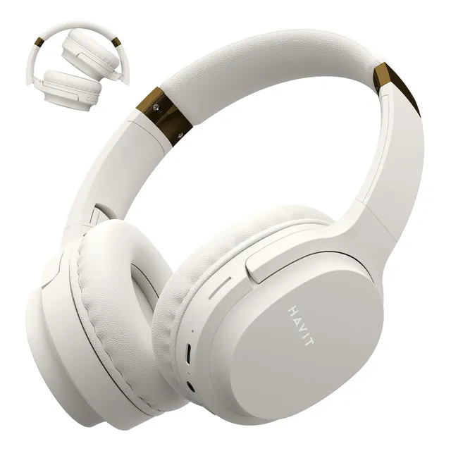 Audífonos Gamer Inalámbricos Diadema Con Mic Cable Aux Bt5.3 Color Beige