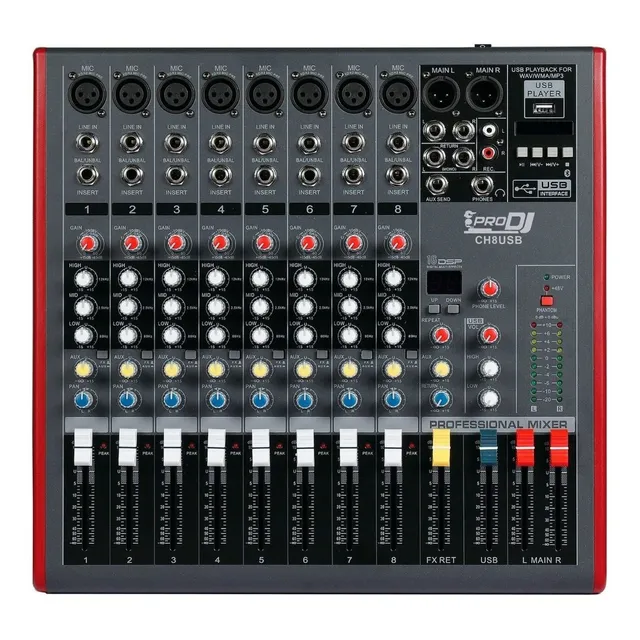 Mixer Pro Dj Ch8 Usb Consola 8 Canales / Mezclador Análogo