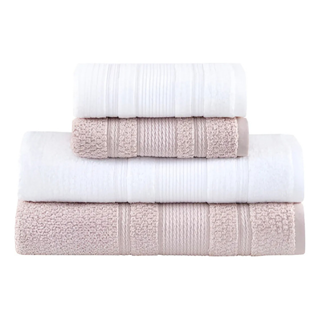 Jogo De Toalhas Buddemeyer Bella Extra Soft Banho 4 Peças Branco/bege Jogo De Toalhas Buddemeyer Bella Extra Soft Banho 4 Peças Branco/bege
