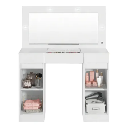 Penteadeira Camarim Com Espelho E Led 3 Gavetas Studio Beaut Branco