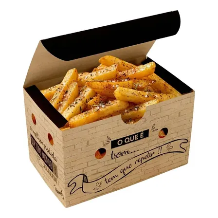 100 Caixinhas Embalagem Para Batata Fritas Porções Delivery Kraft