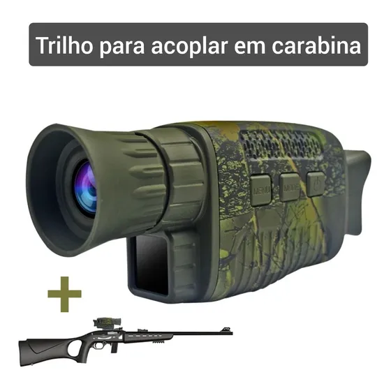 Monóculo Visão Noturna Kit Caça Completo Com Trilho E Laser