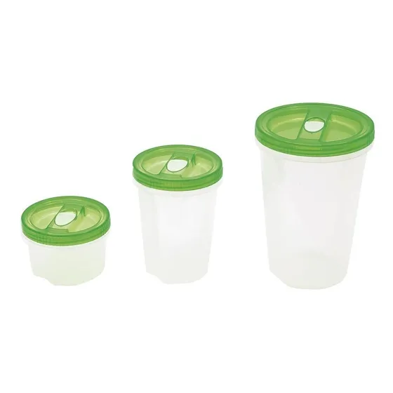 Set 3 Contenedores Verde Para Microondas Refrigerador Tesso