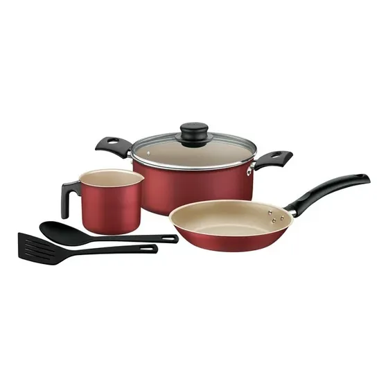 Batería De Cocina Turim Tramontina Rojo 6 Piezas