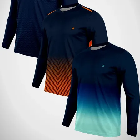 Kit 3 Camisas Manga Longa Masculina Proteção Uv50+ Dry Fit Kit3 Longa 1 M