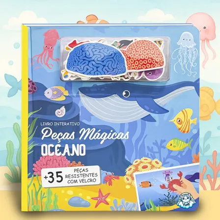 Livro Cenários 3d Adesivo Reutilizável Oceano 35 Pçs Grande