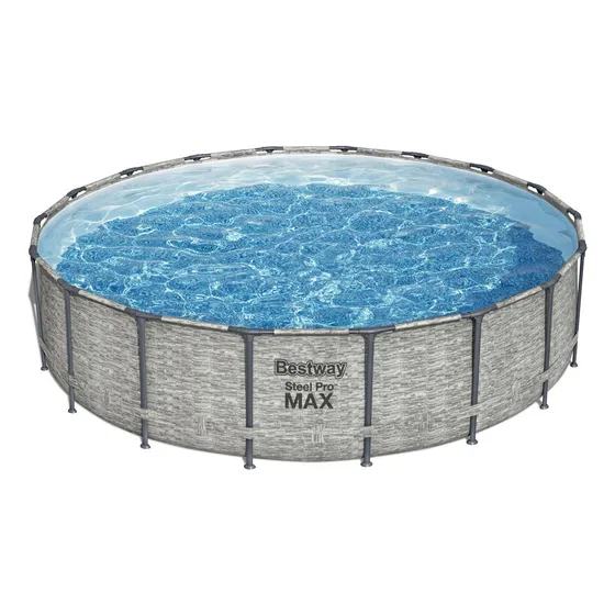 Piscina Bestway Redonda Steelpro Max Gris Piedra 5.49mx1.22m Steel Pro Max