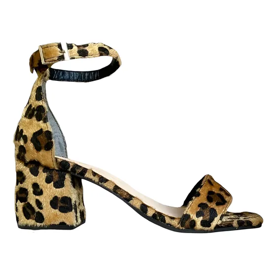 Sandalia Baja Bajita Taco Bajo Animal Print Pelo Comoda