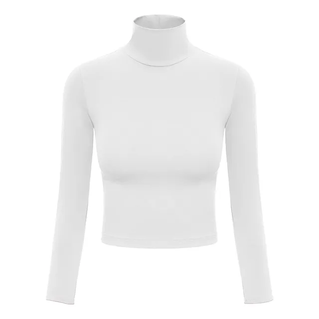 Lduj Amum Tops Corto Manga Larga Cuello Alto Para Mujer