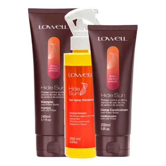 Kit Lowell Hide Sun Sh 240ml + Cond 200ml + Spray 200ml