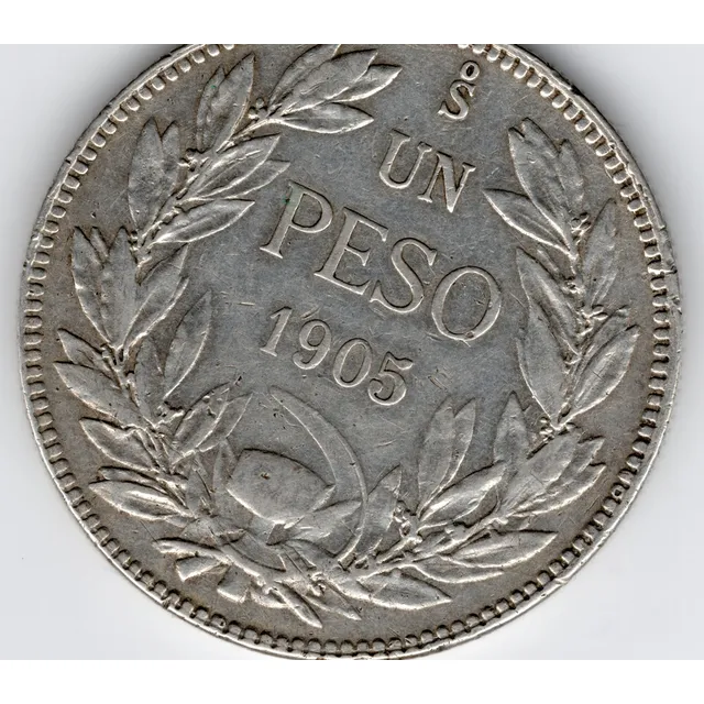 Monedas Chilena Historica Un Pesos 1905 Escasa