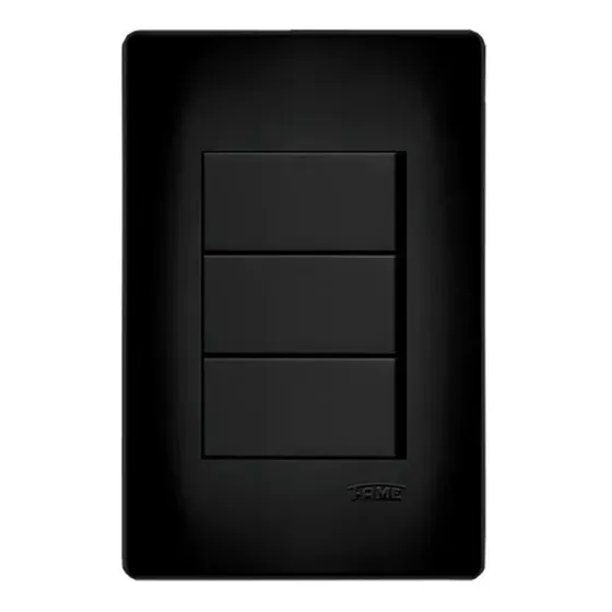 Conjunto Interruptor Triplo Simples 4x2 Black Preto Fosco