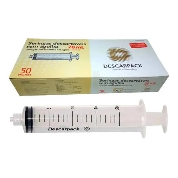 Seringa 20ml Descartável Bico Luer Lock Anvisa - Cx 50un