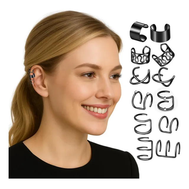 Aretes Ear Cuff Set 12 Piezas Ajustables Sin Perforacion