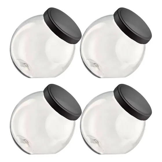 Kit 4 Pote Baleiro Grande 2,5l Tampa Metalizada Cristal