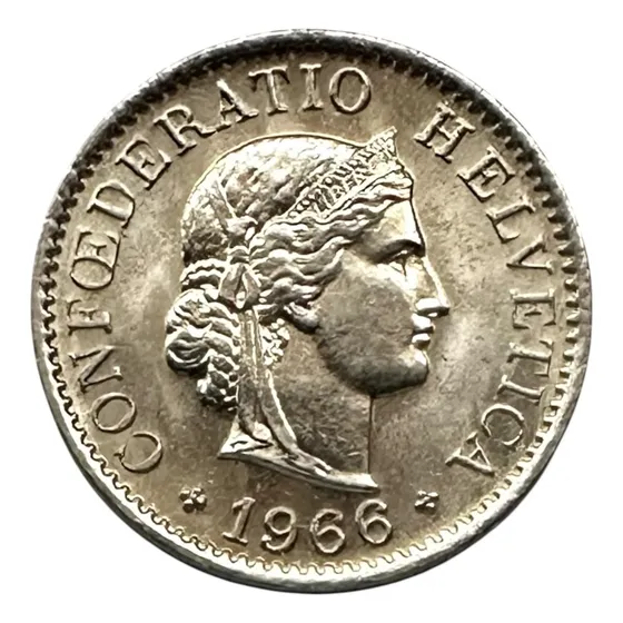 Suiza - 5 Rappen - Año 1966 - Km #26 - Helvetia De Pie