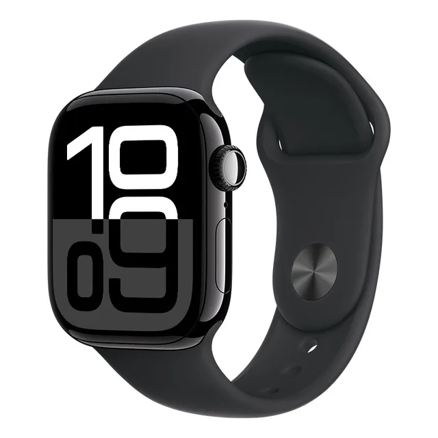 Apple Watch Series 10 GPS • Caixa preta brilhante de alumínio – 42 mm • Pulseira esportiva preta – P/M - Distribuidor Autorizado