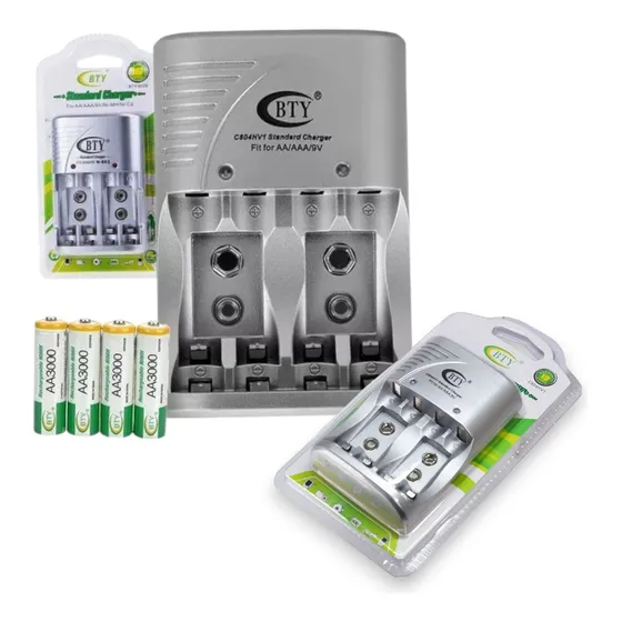 Cargador De Baterias Recargables Bty 4 Aa Multiuso