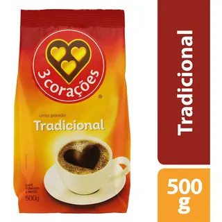 CafĂ© Em PĂł Torrado E MoĂdo Tradicional 500g 3 CoraçÔes CafĂ© Em PĂł Torrado E MoĂdo Tradicional 500g 3 CoraçÔes