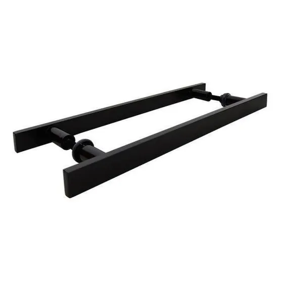 Puxador Duplo 30 Cm - 1 Preto Fosco - Porta Madeira/vidro