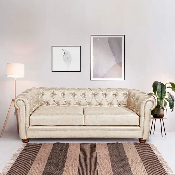 Sofa Florencia 3 Cuerpos Cuero Colorado - Latam Home