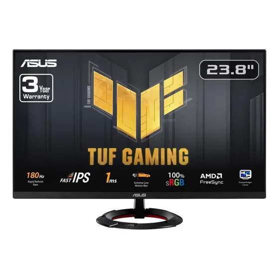 Asus Tuf Gaming Monitor 1080p De 23.8 (vg249q3r) - Full Hd, 180hz, 1ms, Fast Ips, Extreme Low Motion Blur, Freesync, Overdrive Variable, Shadow Boost, Eye Care, 100% Srgb, De 3 Años