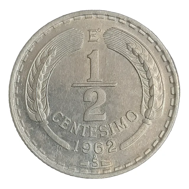 Moneda Chilena 1/2 Centésimo Aluminio 1962