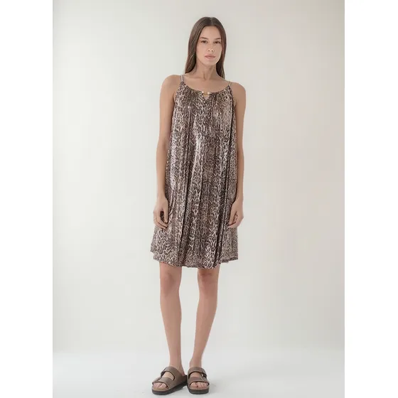 Vestido Puket Print De Lycra Con Perlas Único Gu1400 Arizona