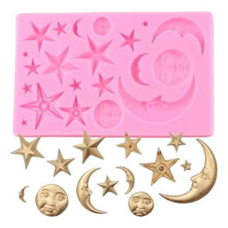 Molde De Silicón Fondant Pasta Resina Sol Luna Y Estrellas Molde De Silicón Fondant Pasta Resina Sol Luna Y Estrellas