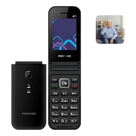 Celular Simples Abre E Fecha De Teclado Positivo P51 4g Preto