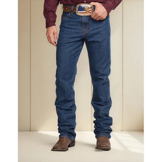 Calça Jeans Masculina Azul De Serviço Trabalho Reforçada
