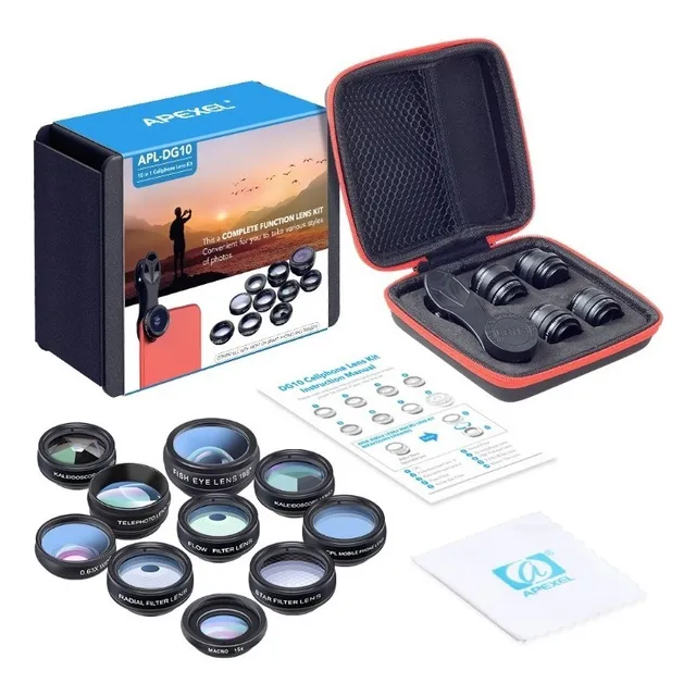 Kit Fotografía 10 Lentes Celular + Accesorios Macro Zoom