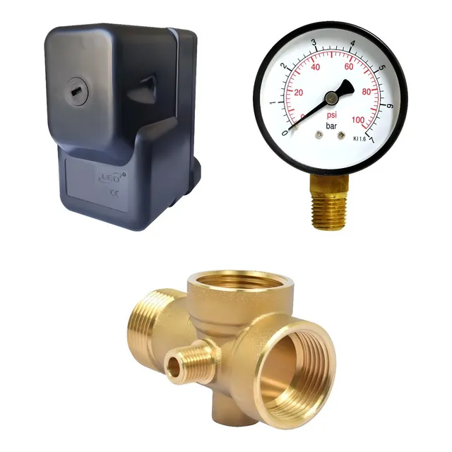 Kit Instalacion Leo Presostato Manometro Conexion 5 Vias
