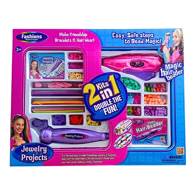 Juguete Kit 2 En 1 Para Pulseras Y Trenzas Cuentas Para Niña