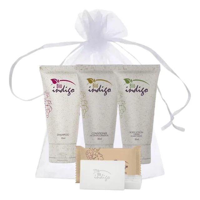 Set 50 Hotel Bolsas:shampoo+acondicionador+jabon+crema 20ml