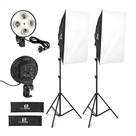 Kit 2 Softbox 50x70 Com Controle De Potencia Soquete Duplo