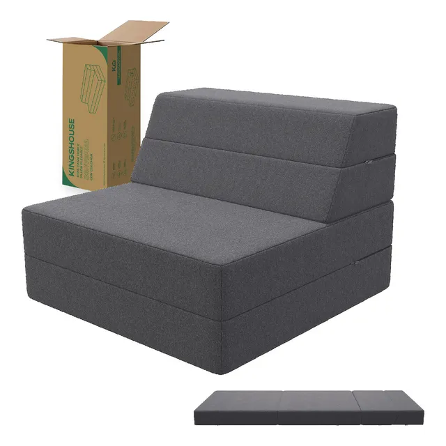 Sofa Cama Sillon Plegable Individual 2 En 1 Colchon Portatil Multifuncional Relleno De Espuma De Alta Densidad Funda Desmontable Soporte Ergonomico Y Suavidad Facil Lavado Descanso Hogar Habitacion