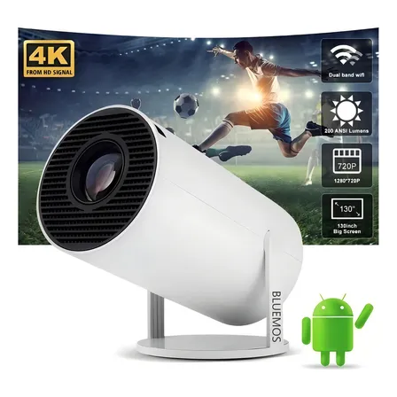 Proyector mini BLUEMOS Projetor 4k hd 1080p Projetor 4k hd 1080p 8000lm blanco